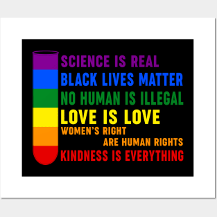 Science is Real Love is Love Kindness is Everything Pride Month Posters and Art